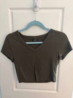 wild fable Olive V-Neck Crop Top